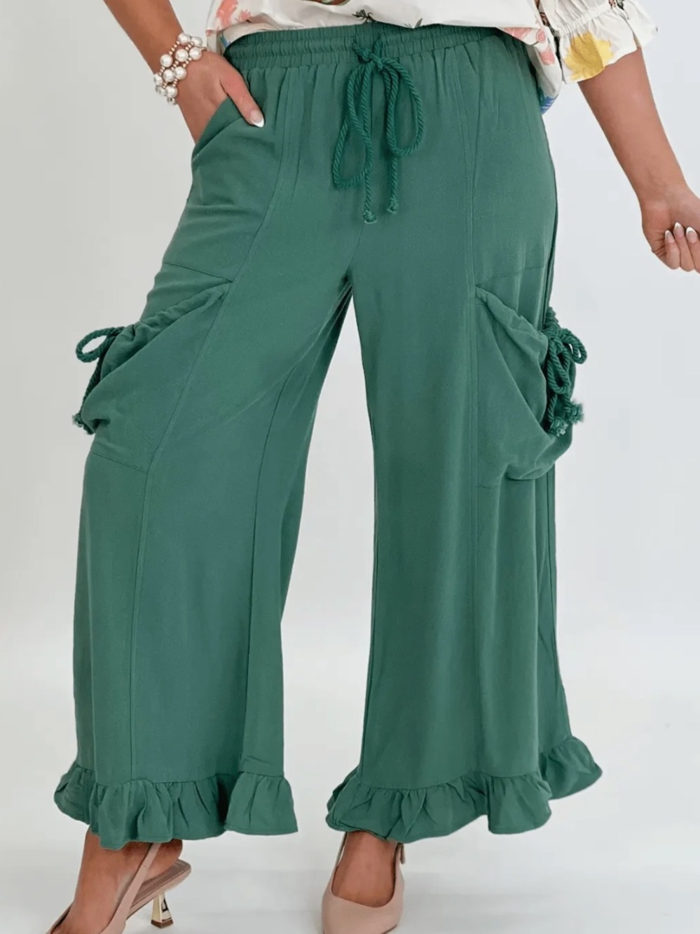 Mittoshop Green Linen-Blend Pocket Pants
